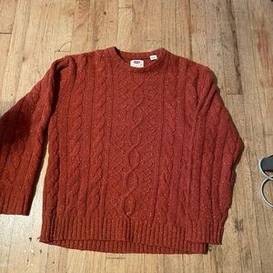 Men's Cable Knit Sweater - Rust